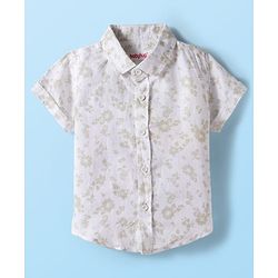 Babyhug Cotton Woven Half Sleeves Floral Printed Shirt & Shorts Set with Jacket - Light Green