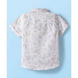 Babyhug Cotton Woven Half Sleeves Floral Printed Shirt & Shorts Set with Jacket - Light Green