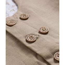 Babyhug Cotton Woven Half Sleeves Shirt & Shorts Set with Waistcoat & Leave Print - Tan & Beige