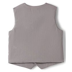 Babyhug Cotton Woven Half Sleeves Solid Color Shirt & Shorts Set with Waistcoat & Bow - Grey & Pink