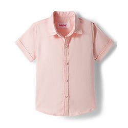 Babyhug Cotton Woven Half Sleeves Solid Color Shirt & Shorts Set with Waistcoat & Bow - Grey & Pink