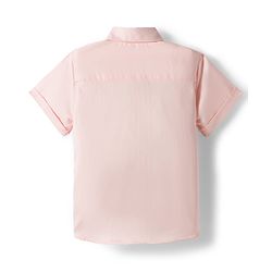 Babyhug Cotton Woven Half Sleeves Solid Color Shirt & Shorts Set with Waistcoat & Bow - Grey & Pink