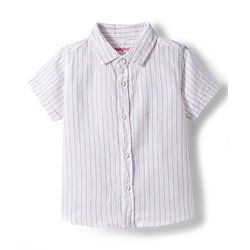 Babyhug Cotton Woven Half Sleeves Solid Color Front-Button Shirt Jacket & Shorts Set - Pink & White