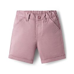 Babyhug Cotton Woven Half Sleeves Solid Color Front-Button Shirt Jacket & Shorts Set - Pink & White