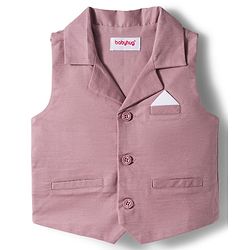 Babyhug Cotton Woven Half Sleeves Solid Color Front-Button Shirt Jacket & Shorts Set - Pink & White