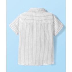 Babyhug Cotton Woven Half Sleeves Striped Shirt & Shorts Set with Jacket & Bow - Beige & Light Green