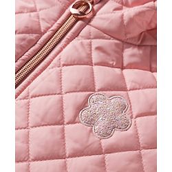 Babyhug Woven Full Sleeves Solid Color Hooded Quilted Jacket - Pink