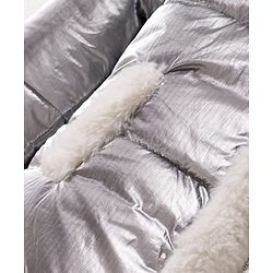 Babyhug Knit Full Sleeves Solid Hooded Padded Jacket With Fur Detailing - Silver