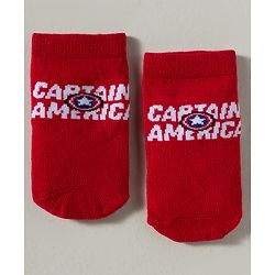 Cute Walk by Babyhug Marvel Knit Ankle Length Socks With Captain America Graphics Pack Of 3 - White Red & Blue