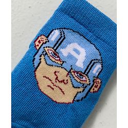 Cute Walk by Babyhug Marvel Knit Ankle Length Socks With Captain America Graphics Pack Of 3 - White Red & Blue