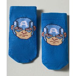 Cute Walk by Babyhug Marvel Knit Ankle Length Socks With Captain America Graphics Pack Of 3 - White Red & Blue