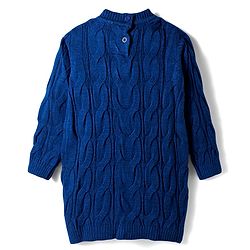 Babyhug Knit Full Sleeves Pullover Woollen Dress with Cable Knit Design - Navy Blue