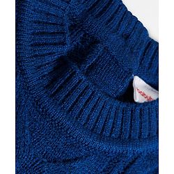 Babyhug Knit Full Sleeves Pullover Woollen Dress with Cable Knit Design - Navy Blue