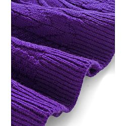 Babyhug Knit Full Sleeves Woolen Dress With Cable Knit Design & Bow Applique - Purple