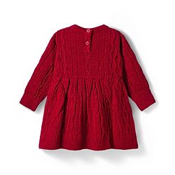Babyhug Knitted Full Sleeves Woollen Dress With Cable Knit Design - Maroon