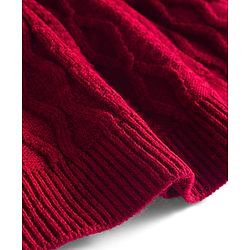 Babyhug Knitted Full Sleeves Woollen Dress With Cable Knit Design - Maroon