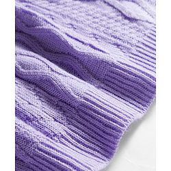 Babyhug Knit Full Sleeves Woollen Dress with Cable Knit Design & Frill Detailing - Lavender