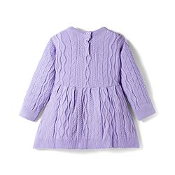 Babyhug Knit Full Sleeves Woollen Dress with Cable Knit Design & Frill Detailing - Lavender