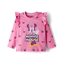 Babyhug Disney Single Jersey Knit Full Sleeves T-Shirts with Minnie Mouse Graphic & Frill Detailing Pack of 3 - Multicolor