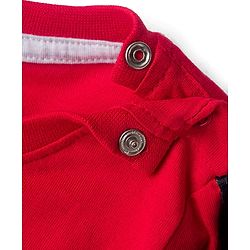 Babyhug Disney Single Jersey Knit Full Sleeves Cut & Sew T-Shirt & Lounge Pant Set with Mickey Mouse Graphic & Tape Detailing - Red