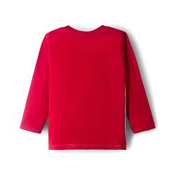 Babyhug Disney Single Jersey Knit Full Sleeves Cut & Sew T-Shirt & Lounge Pant Set with Mickey Mouse Graphic & Tape Detailing - Red