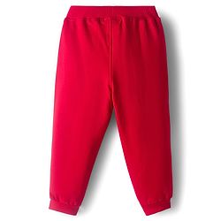 Babyhug Disney Single Jersey Knit Full Sleeves Cut & Sew T-Shirt & Lounge Pant Set with Mickey Mouse Graphic & Tape Detailing - Red