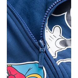 Babyhug Disney Single Jersey Knit Full Sleeves Hooded SweatJacket & Lounge Pant Set with T-Shirt & Mickey Mouse Graphic Pocket Detailing - Multicolor