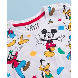 Babyhug Disney Single Jersey Knit Full Sleeves Hooded SweatJacket & Lounge Pant Set with T-Shirt & Mickey Mouse Graphic Pocket Detailing - Multicolor