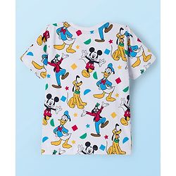 Babyhug Disney Single Jersey Knit Full Sleeves Hooded SweatJacket & Lounge Pant Set with T-Shirt & Mickey Mouse Graphic Pocket Detailing - Multicolor