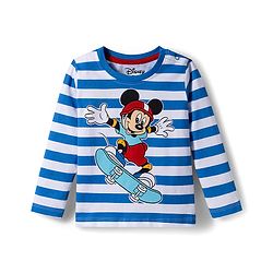 Babyhug Disney Single Jersey Knit Full Sleeves T-Shirts with Mickey & Friends Graphic Pack of 3 - Yellow Blue & Red