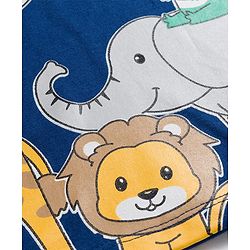 Babyhug 100% Cotton Knit Full Sleeves T-Shirt with Animal Print & Tape Detailing - Navy Blue