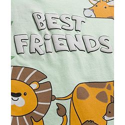 Babyhug 100% Cotton Knit Full Sleeves T-Shirt with Jungle Theme Print - Light Green