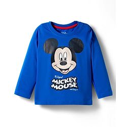 Babyhug Disney Single Jersey Knit Full Sleeves T-Shirts with Disney Characters Graphic Pack of 3 - Light Blue Orange & Blue