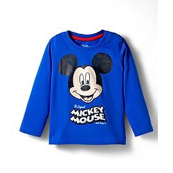 Babyhug Disney Single Jersey Knit Full Sleeves T-Shirts with Disney Characters Graphic Pack of 3 - Light Blue Orange & Blue