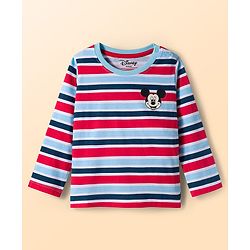 Babyhug Disney Single Jersey Knit Full Sleeves T-Shirts with Mickey Mouse Graphics & Stripes Pack of 3 - Multicolor