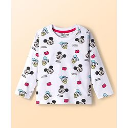 Babyhug Disney Single Jersey Knit Full Sleeves T-Shirts with Mickey Mouse Graphics & Stripes Pack of 3 - Multicolor