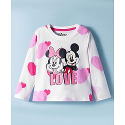Babyhug Disney Single Jersey Knit Full Sleeves Night Suit with Minnie Graphic Pack of 2 - Pink & White