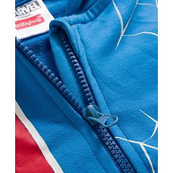 Babyhug Marvel Terry Knit Drop Shoulder Full Sleeves Hooded SweatJacket with Spiderman Front & Back Graphic - Blue