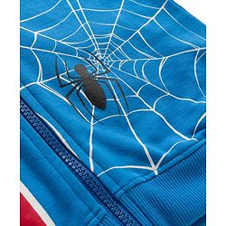 Babyhug Marvel Terry Knit Drop Shoulder Full Sleeves Hooded SweatJacket with Spiderman Front & Back Graphic - Blue
