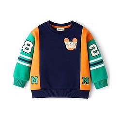 Babyhug Disney Terry Knit Drop Shoulder Full Sleeves Cut & Sew Sweatshirt With Front & Back Mickey Mouse Graphics - Multicolor