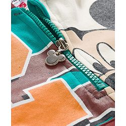 Babyhug Disney Terry Knit Drop Shoulder Full Sleeves Cut & Sew Hooded Sweatshirt With Mickey Mouse Graphics & Kangaroo Pockets - Multicolor