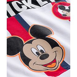 Babyhug Disney Terry Knit Drop Shoulder Full Sleeves Cut & Sew Sweatshirt With Front & Back Mickey Graphics & Badge Detailing - Multicolor