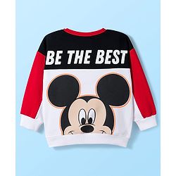 Babyhug Disney Terry Knit Drop Shoulder Full Sleeves Cut & Sew Sweatshirt With Front & Back Mickey Graphics & Badge Detailing - Multicolor