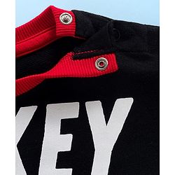 Babyhug Disney Terry Knit Drop Shoulder Full Sleeves Cut & Sew Sweatshirt With Front & Back Mickey Graphics & Badge Detailing - Multicolor