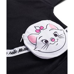 Babyhug Disney Terry Knit Drop Shoulder Full Sleeves Sweatshirt with Marie Graphic with Foil Print & Bag Detailing - Black