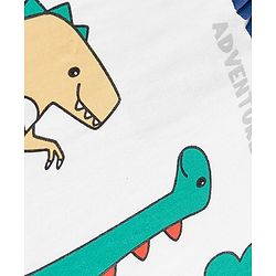 Babyhug 100% Cotton Knit Full Sleeves T-Shirt with Dino Print - White
