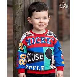 Babyhug Disney Terry Knit Drop Shoulder Full Sleeves Sweatshirt With Mickey Mouse Graphics - Multicolor
