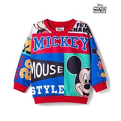 Babyhug Disney Terry Knit Drop Shoulder Full Sleeves Sweatshirt With Mickey Mouse Graphics - Multicolor