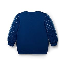 Babyhug Disney Terry Knit Full Sleeves Drop Shoulder Sweatshirt With Disney Princess Graphics Mesh & Sequin Detailing - Navy Blue