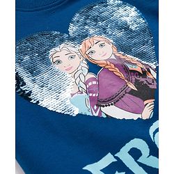 Babyhug Disney Terry Knit Full Sleeves Drop Shoulder Sweatshirt With Disney Princess Graphics Mesh & Sequin Detailing - Navy Blue